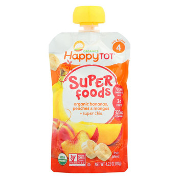 Happy Baby HappyTot Organic Superfood Banana Peach and Mango - 4.22 oz - Case of 16