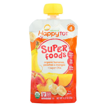 Happy Baby HappyTot Organic Superfood Banana Peach and Mango - 4.22 oz - Case of 16 Happy Baby HappyTot Organic Superfood Banana Peach and Mango - 4.22 oz - Case of 16