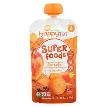 Happy Baby HappyTot Organic Superfoods Sweet Potato Apple Carrot and Cinnamon - 4.22 oz - Case of 16