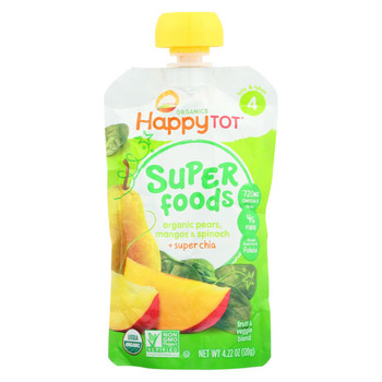 Happy Baby HappyTot Organic Superfoods Spinach Mango and Pear - 4.22 oz - Case of 16