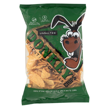 Donkey Chips Tortilla Chips - Unsalted - Case of 12 - 14 oz.