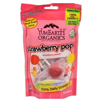 Yummy Earth Organic Standup Lollipops Strawberry Smash - 3 oz - Case of 6