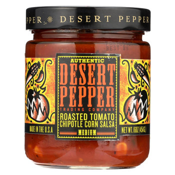Desert Pepper Trading - Medium Hot Roasted Tomato Chipotle Corn Salsa - Case of 6 - 16 oz.