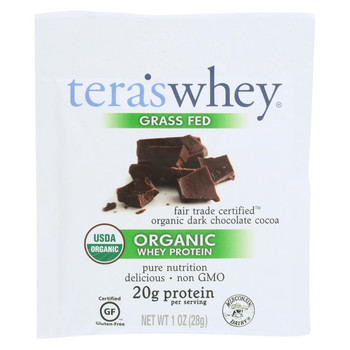 Teras Whey Protein Powder - Whey - Organic - Fair Trade Certified Dark Chocolate Cocoa - 1 oz - Case of 12