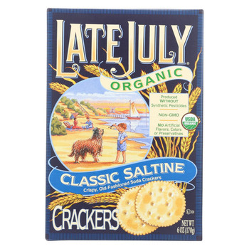 Late July Snacks Organic Round Saltine Crackers - Classic - Case of 12 - 6 oz.