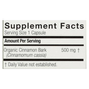 Genceutic Naturals Organic Cinnamon - 500 mg - 60 Capsules