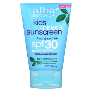 Alba Botanica - Very Emollient Natural Sun Block Mineral Protection Kids SPF 30 - 4 oz Alba Botanica - Very Emollient Natural Sun Block Mineral Protection Kids SPF 30 - 4 oz