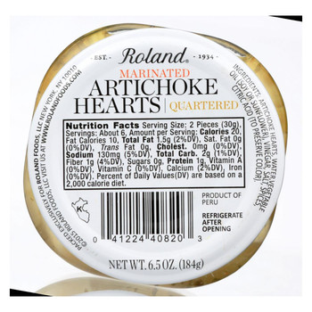 Roland Artichoke Hearts - Marinated - Case of 12 - 6.5 oz.