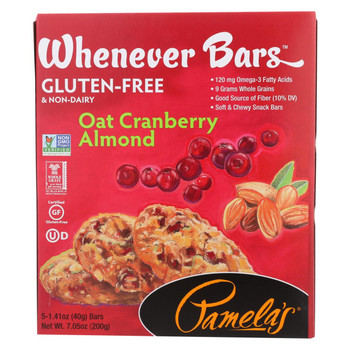 Pamela's Products - Oat Chocolate Chip Whenever Bars - Peanut Butter - Case of 6 - 1.41 oz.