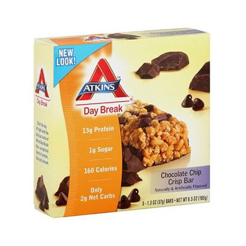 Atkins Day Break Bar - Chocolate Chip Crisp - 5 Bars Atkins Day Break Bar - Chocolate Chip Crisp - 5 Bars