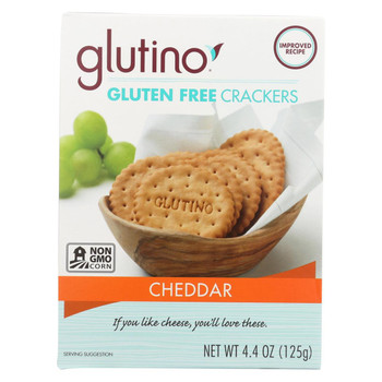 Glutino Crackers - Cheddar - Case of 6 - 4.4 oz.