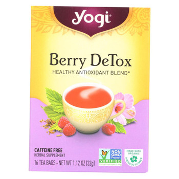 Yogi Detox Herbal Tea Caffeine Free Berry - 16 Tea Bags - Case of 6