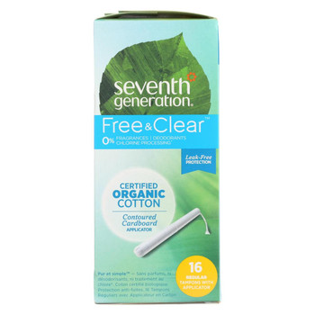 Seventh Generation Chlorine Free Organic Cotton Tampons - Regular - 16 Tampons - Case of 12 Seventh Generation Chlorine Free Organic Cotton Tampons - Regular - 16 Tampons - Case of 12