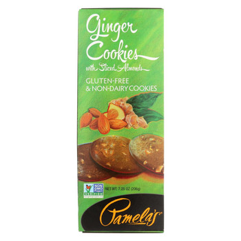 Pamela's Products Ginger Cookies - Sliced Almonds - Case of 6 - 7.25 oz.