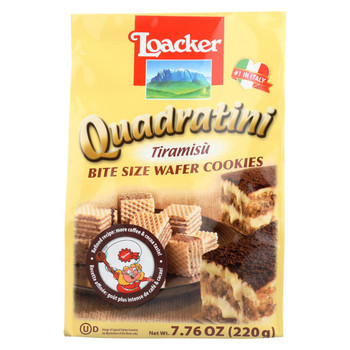 Loacker Quadratini Tiramisu Chocolate Bite Size Wafer Cookies - Case of 8 - 7.76 oz.