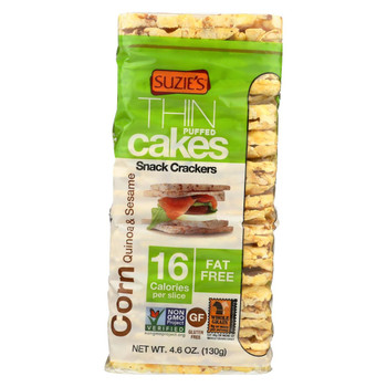 Suzie's Whole Grain Thin Cakes - Corn Quinoa and Sesame - Case of 12 - 4.6 oz.