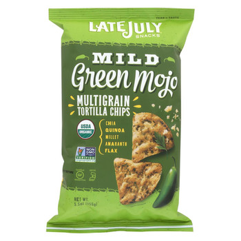 Late July Snacks Snack Chips - Mild Green Mojo Multigrain - Case of 12 - 5.5 oz.