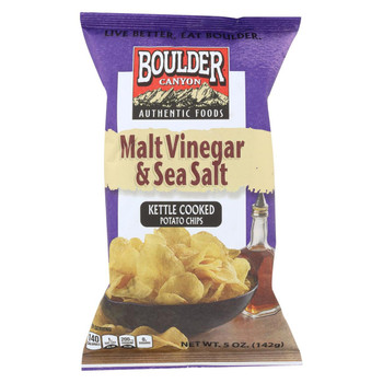 Boulder Canyon - Kettle Chips - Malt Vinegar and Sea Salt - Case of 12 - 5 oz. Boulder Canyon - Kettle Chips - Malt Vinegar and Sea Salt - Case of 12 - 5 oz.