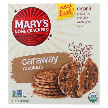 Mary's Gone Crackers Caraway Cracker - Gluten Free - Case of 12 - 6.5 oz.