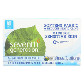 Seventh Generation Natural Fabric Softener Sheets - Free and Clear - Case of 12 - 80 Count Seventh Generation Natural Fabric Softener Sheets - Free and Clear - Case of 12 - 80 Count