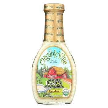 Organic Ville Organic Dressing - Dairy Free Ranch Vinaigrette - Case of 6 - 8 Fl oz.