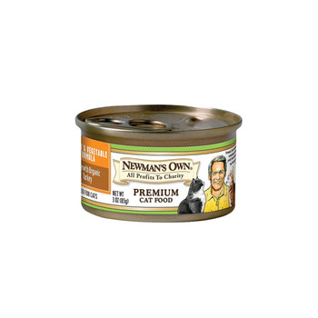 Newman's Own Organics Premium Turkey Cat Food - Vegetable - Case of 24 - 3 oz.