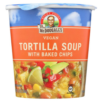 Dr. McDougall's Vegan Tortilla with Baked Chips Soup Big Cup - Case of 6 - 2 oz.