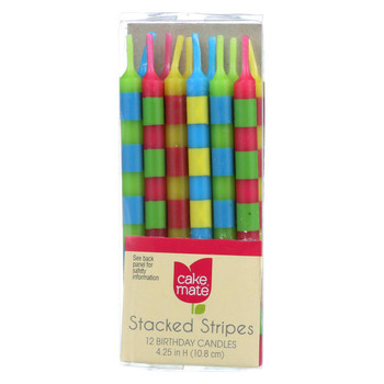 Cake Mate - Candles - Birthday - Stacked Stripes - 12 count - case of 6