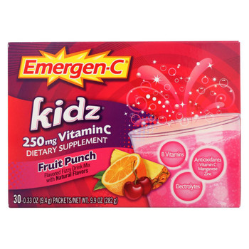 Alacer - Emergen-C Kidz Vitamin C Fizzy Drink Mix Fruit Punch - 250 mg - 30 Packets Alacer - Emergen-C Kidz Vitamin C Fizzy Drink Mix Fruit Punch - 250 mg - 30 Packets