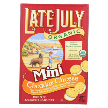 Late July Snacks Sandwich Crackers - Cheddar Cheese - Case of 12 - 5 oz.