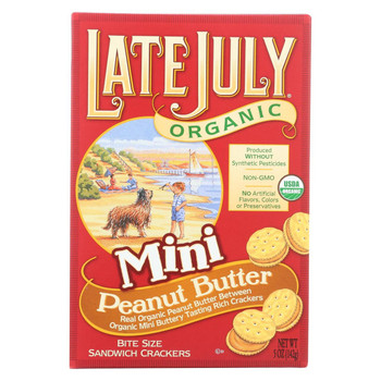 Late July Snacks Sandwich Crackers - Peanut Butter - Case of 12 - 5 oz.