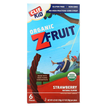 Clif Bar Organic Kid Twisted Fruit Rope - Strawberry - Case of 6 - 0.7 oz.