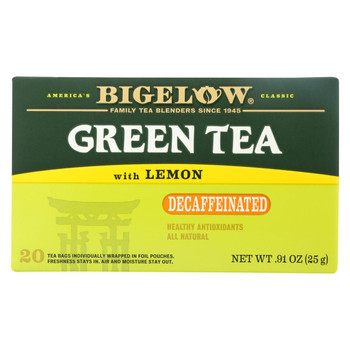 Bigelow Tea Decaffeinated Tea - Green Tea with Lemon - Case of 6 - 20 BAG