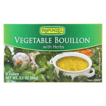 Rapunzel Bouillon Cubes - Vegetable - Vegan - Sea Salt and Herbs - 3.10 oz - Case of 12