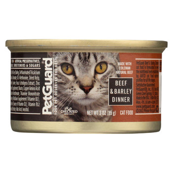 Petguard Cats Food - Beef and Barley Dinner - Case of 24 - 3 oz.