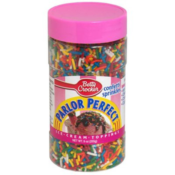 Betty Crocker Parlor Perfect Ice Cream Toppings - Confetti Sprinkles - Case of 12 - 9 oz.