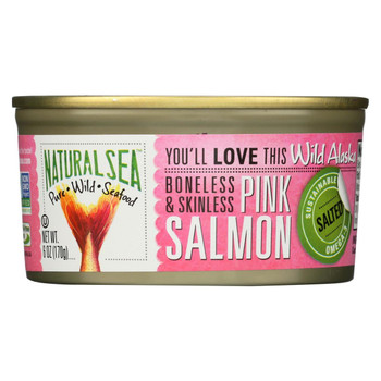 Natural Sea Wild Pink Salmon - Salted - Skinless & Boneless - Case of 12 - 6 oz.