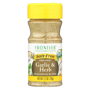 Frontier Herb Organic Seasoning Blend - Garlic and Herb - Salt Free - Case of 6 - 2.7 oz.