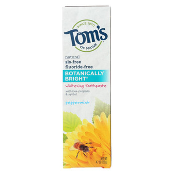 Tom's of Maine Botanically Bright Whitening Toothpaste Peppermint - 4.7 oz - Case of 6