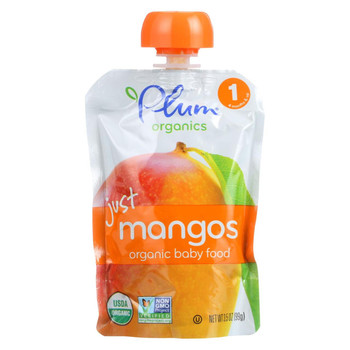 Plum Organics Just Fruit - Organic - Mangoes - Stage 1 - 4 Months and Up - 3.5 oz - Case of 6