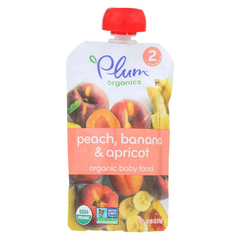 Plum Organics Baby Food - Organic - Apricot and Banana - Stage 2 - 6 Months and Up - 3.5 .oz - Case of 6