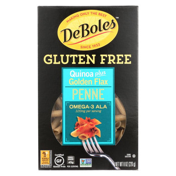 Deboles Gluten Free Quinoa Penne Plus Golden Flax - Case of 12 - 8 oz.