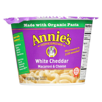 Annie's Homegrown White Cheddar Microwavable Macaroni and Cheese Cup - Case of 12 - 2.01 oz.