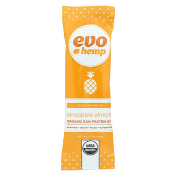 Evo Hemp Organic Hemp Bars - Pineapple Almond Protein - 1.69 oz Bars - Case of 12