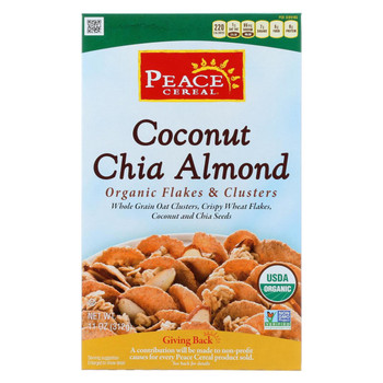 Peace Cereal Organic Flakes and Clusters - Coconut Chia Almond - Case of 6 - 11 oz.