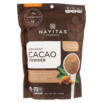 Navitas Naturals Cacao Powder - Organic - Raw - 16 oz - case of 6