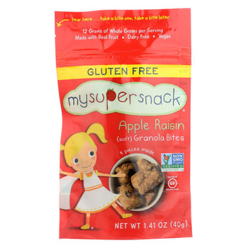 Mysupersnack Soft Granola Bites - Apple Raisin - 1.41 oz - Case of 6