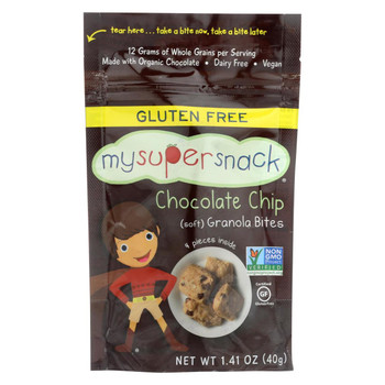 Mysupersnack Soft Granola Bites - Chocolate Chip - 1.41 oz - Case of 6 Mysupersnack Soft Granola Bites - Chocolate Chip - 1.41 oz - Case of 6