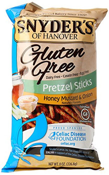 Snyder's of Hanover Pretzel Sticks - Gluten Free Honey Mustard and Onion - Case of 12 - 8 oz. Snyder's of Hanover Pretzel Sticks - Gluten Free Honey Mustard and Onion - Case of 12 - 8 oz.