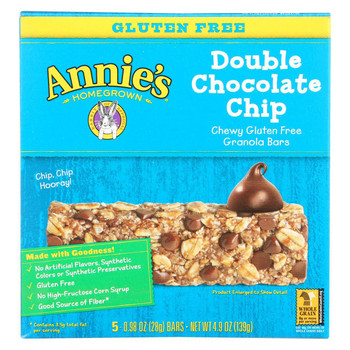 Annie's Homegrown Gluten Free Granola Bars Double Chocolate Chip - Case of 12 - 4.9 oz.